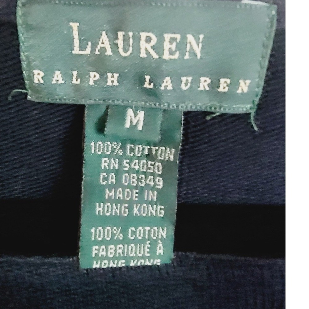 Vintage Lauren Ralph Lauren M Admiral Sweater Navy Blue Cotton Nautical Crest - Picture 6 of 10